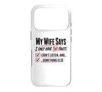 Carcasa para iPhone 17 Pro Mi Esposa Dice Que Solo Tengo Dos fallas Matrimonio Humor Broma Diversión