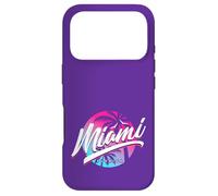 Carcasa para iPhone 17 Pro Miami Florida - Pink Purple Blue Sunset - Palmera y pájaros