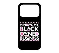 Carcasa para iPhone 17 Pro Minding My Own Black Business Apoyando el Cáncer de Mama Rosa