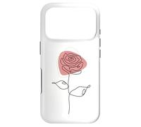 Carcasa para iPhone 17 Pro Minimalist Floral Rose Flower Line Art in Pink and White