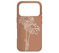 Carcasa para iPhone 17 Pro Minimalistic Boho Daisy Flower Line Art Pastel Brown