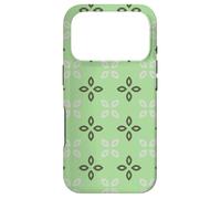Carcasa para iPhone 17 Pro Mint and Green Laurel Leaves Cross Petals Rustic Pattern