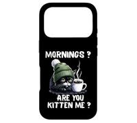 Carcasa para iPhone 17 Pro Mornings Are You Kitten Me, Divertido, Gato Cansado, Amante del café