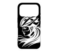 Carcasa para iPhone 17 Pro Mujer Ciclista con Casco en Carril Bici