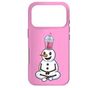 Carcasa para iPhone 17 Pro Muñeco de Nieve con té de Burbujas Divertido Boba de Invierno