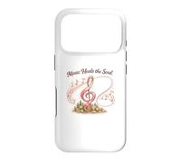 Carcasa para iPhone 17 Pro Music Heals The Soul de Mujer con cáncer con Cinta Rosa