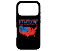 Carcasa para iPhone 17 Pro My Heart Beats Red, White & Blue USA Map 4th of July