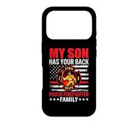 Carcasa para iPhone 17 Pro My Son Has Your Back Proud Firefighter Family American Flag