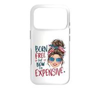 Carcasa para iPhone 17 Pro Nacido Libre Pero Ahora Soy Caro Retro 4 de Julio Mujeres Chica