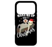 Carcasa para iPhone 17 Pro Navidad Wake Me Up When It's Christmas Lindo Perezoso
