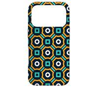 Carcasa para iPhone 17 Pro Navy Blue Mustard Yellow Teal Square Circle Art Deco Pattern