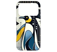 Carcasa para iPhone 17 Pro Navy Blue Yellow Geometric Penguin Night Moon Phase Pattern