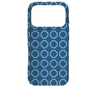 Carcasa para iPhone 17 Pro Navy Electric Blue Hexagons Links Circle Geometric Pattern