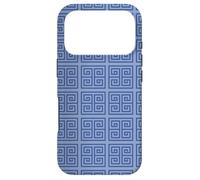 Carcasa para iPhone 17 Pro Navy Light Blue Squares Spirals Labyrinth Geometric Pattern