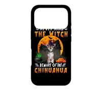 Carcasa para iPhone 17 Pro Never Mind The Witch Beware of Chihuahua Dog Halloween