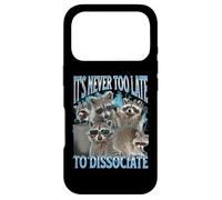 Carcasa para iPhone 17 Pro Never Too Late Disociate Funny Raccoon Meme Bootleg Gráfico