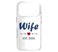 Carcasa para iPhone 17 Pro Newlywed Marriage Quote Minimalist Simple Wife EST 2026