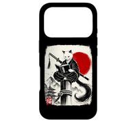 Carcasa para iPhone 17 Pro Ninja Cat Reading Book Lover Japanese Sumi-e Art