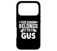 Carcasa para iPhone 17 Pro Nombre de Perro Gus Regalo Personalizado This Human Belongs To a Dog
