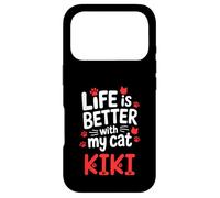 Carcasa para iPhone 17 Pro Nombre del Gato Kiki La Vida es Mejor con mi Gato Kiki
