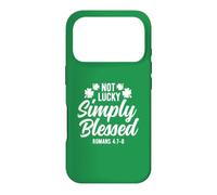 Carcasa para iPhone 17 Pro Not Lucky Simply Blessed, Vintage, St Patrick's Faith Green