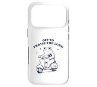 Carcasa para iPhone 17 Pro Off To Praise The Lord Frog Meme Funny Christian Faith Jesus