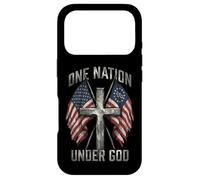 Carcasa para iPhone 17 Pro One Nation Under God Cross - Bandera Americana con gráfico patriótico