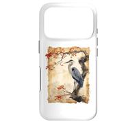 Carcasa para iPhone 17 Pro Pájaro De Patas Largas Vida Silvestre Papiro Arte Japonés Garza