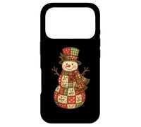 Carcasa para iPhone 17 Pro Patchwork Muñeco de Nieve Navidad Invierno Retro Holiday Graphic