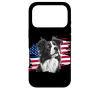 Carcasa para iPhone 17 Pro Patriotic USA Flag July 4th Independence Border Collie Lover