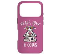 Carcasa para iPhone 17 Pro Peace Love & Cows Divertido Yoga meditando con Vacas