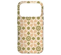 Carcasa para iPhone 17 Pro Peach Green Olive Khaki Flower Circle Star Folk Art Pattern