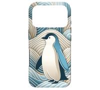 Carcasa para iPhone 17 Pro Penguin Cream Blue Abstract Waves Antarctica Winter Pattern