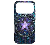 Carcasa para iPhone 17 Pro Pentagram Stained Art Effect Stain Art Purple Teal Witchy