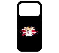 Carcasa para iPhone 17 Pro Perro Corgi británico con Corona y Bandera del Reino Unido Londres Inglater
