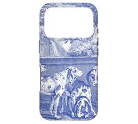 Carcasa para iPhone 17 Pro Perros French Toile Hound Azules Vintage
