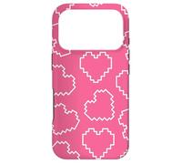 Carcasa para iPhone 17 Pro Pink Pixel Heart Pattern Love 8bit Retro Gaming Design