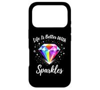 Carcasa para iPhone 17 Pro Pintura de Diamantes La Vida es Mejor con Destellos