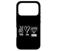 Carcasa para iPhone 17 Pro Pintura de Diamantes Peace Love Diamond Painting
