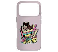Carcasa para iPhone 17 Pro Pop Español de los 90 Retro Cassette Tape Keytar Español