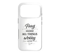 Carcasa para iPhone 17 Pro Pray More Worry Less Christian - Versículo bíblico Inspirador