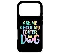 Carcasa para iPhone 17 Pro Pregúntame sobre mi Perro adoptivo Tie Dye Canine Animal Advocate