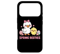 Carcasa para iPhone 17 Pro Primavera Besties Kawaii Pato y Pollito Huevos de Pascua Lindo Dibujos Animados