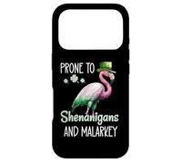 Carcasa para iPhone 17 Pro Prone to Shenanigans and Malarkey Sign St Patricks Flamingo
