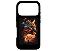 Carcasa para iPhone 17 Pro Puma, montañas, Puesta de Sol, león de montaña, Retro, Vintage