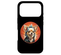 Carcasa para iPhone 17 Pro Punk Chihuahua Mohawk Chaqueta de Cuero Treat Bone Rock Pet Dad