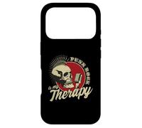 Carcasa para iPhone 17 Pro Punk Rock Is My Therapy Skull Music Cráneo Retro Vintage