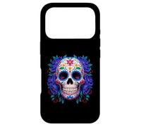 Carcasa para iPhone 17 Pro Purple Floral Black Sugar Skull Day of The Dead Mexican Art