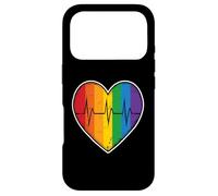 Carcasa para iPhone 17 Pro Rainbow Heart Pulse Beat Life Love Queer Community Unity