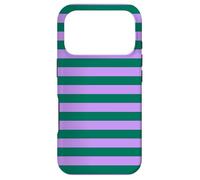 Carcasa para iPhone 17 Pro Rayas horizontales Preppy a Rayas Verde Esmeralda y Lila